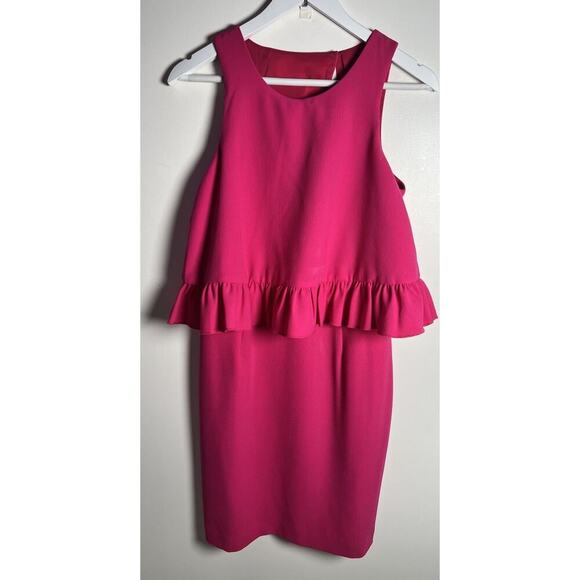 Trina Turk Size 6‎ Hot Pink Sleeveless Ruffle Open Back Crepe Formal Dress NEW - Picture 4 of 14